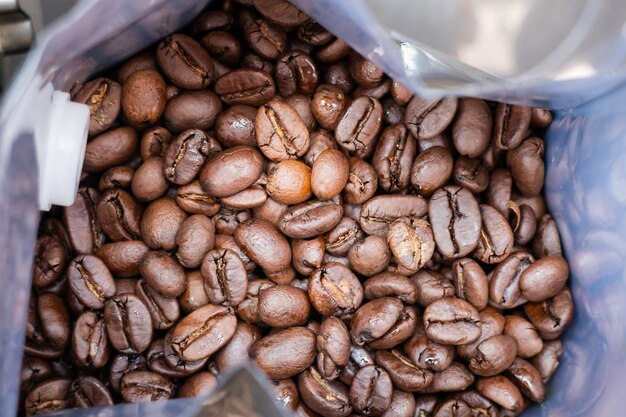 Foto close-up de grãos de café