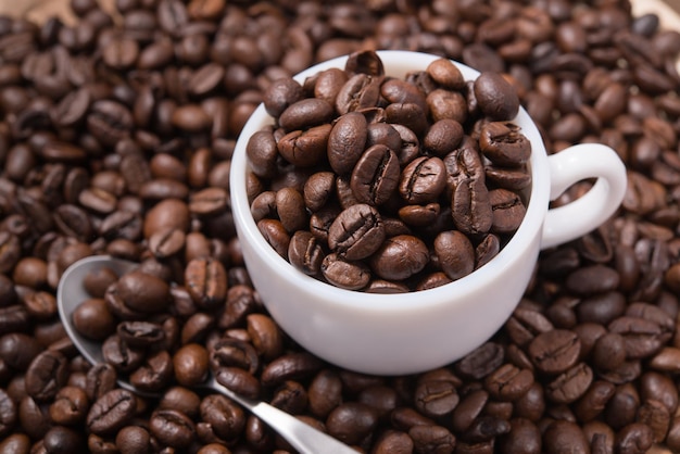 Close-up de grãos de café