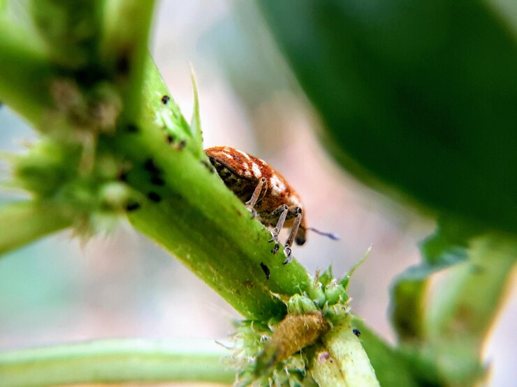 Foto close-up de inseto na planta