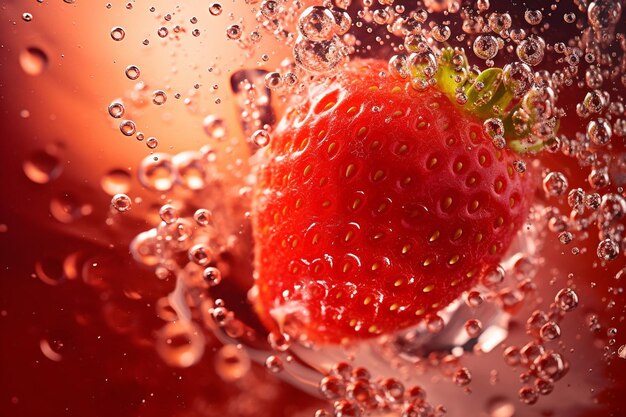 Close-up de lábios de uma pessoa tomando um gole de um copo de suco de morango