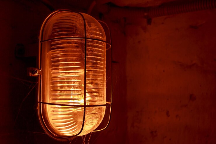 Foto close-up de lâmpada iluminada na sala