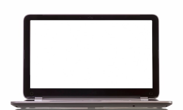 Foto close-up de laptop contra fundo branco