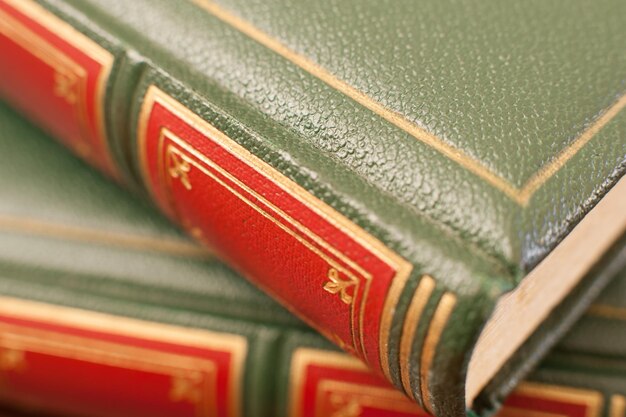 Close-up de livros antigos