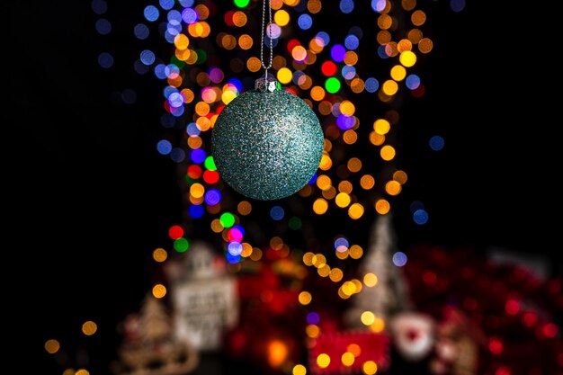 Foto close-up de luzes de natal iluminadas