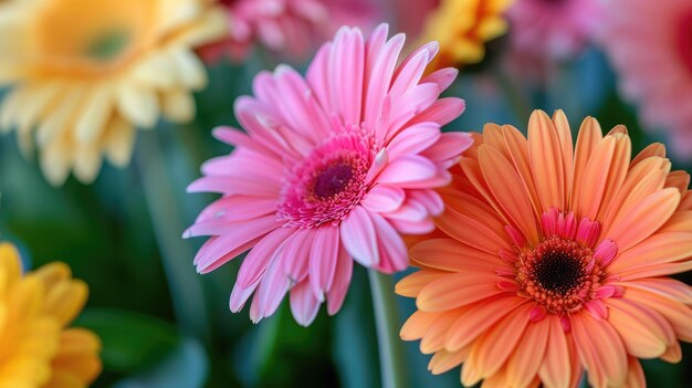 Close-up de margaridas de Gerbera Pétalas de flores bonitas e florescentes isoladas em fundo branco