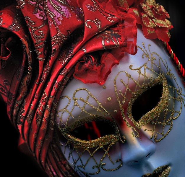 Close-up de máscara em câmara escura