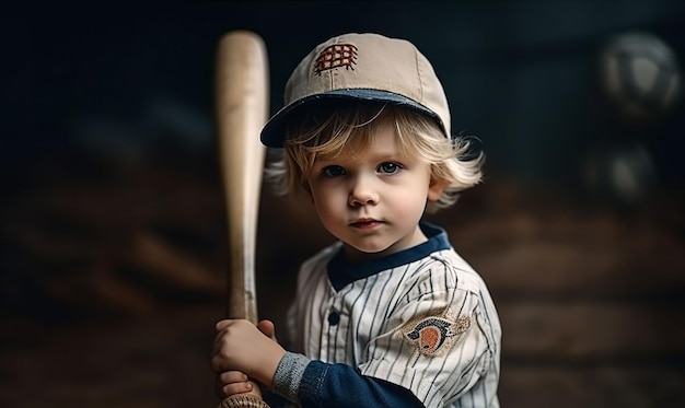 Close-up de menino usa um terno de beisebol generativo ai