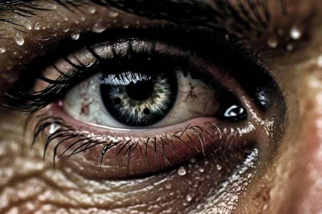 Close-up de olhos cansados refletindo o tormento de inúmeras noites sem dormir