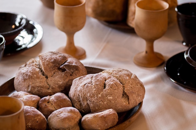 Close-up de pão na mesa