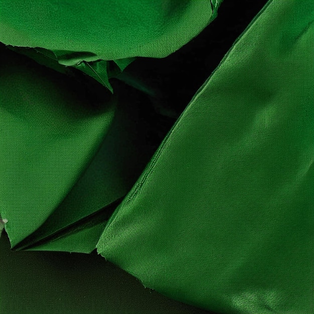 Foto close-up de papel em branco verde escuro arrugado e enrugado