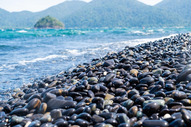 Close-up de pedras na praia