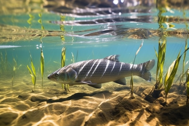 Close-up de peixes nadando em águas claras de pântanos