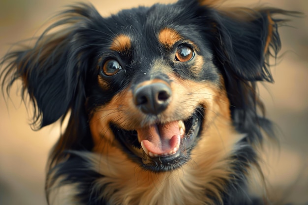 Close-up de retrato de cão de estimação engraçado e louco