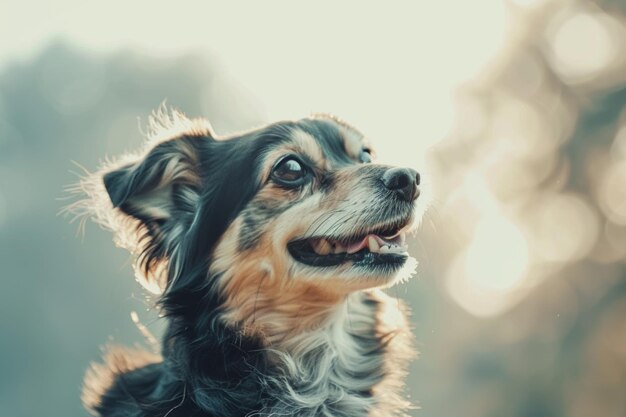 Close-up de retrato de cão de estimação engraçado e louco