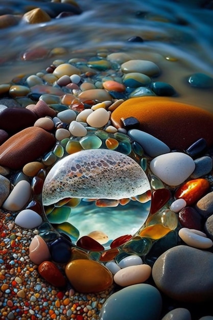 Close-up de rochas e água em uma praia generativa ai