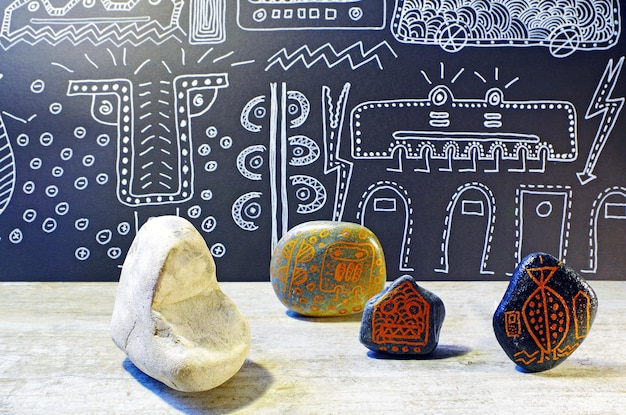 Close-up de rochas sobre a mesa