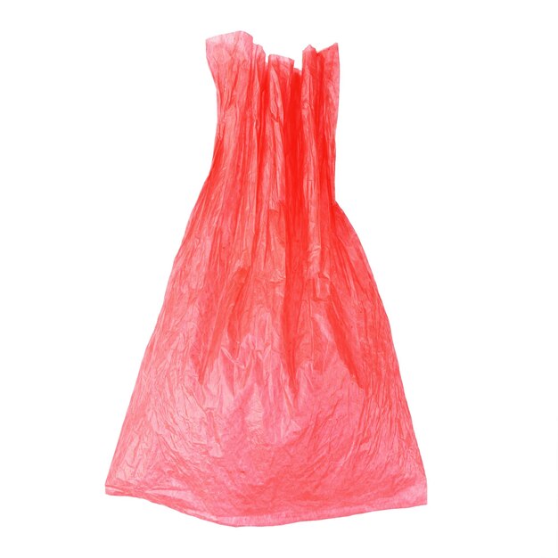 Foto close-up de saco de plástico contra fundo branco