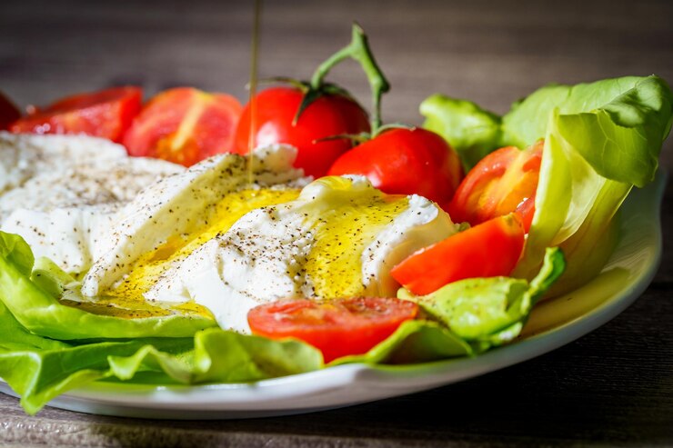 Foto close-up de salada servida em prato