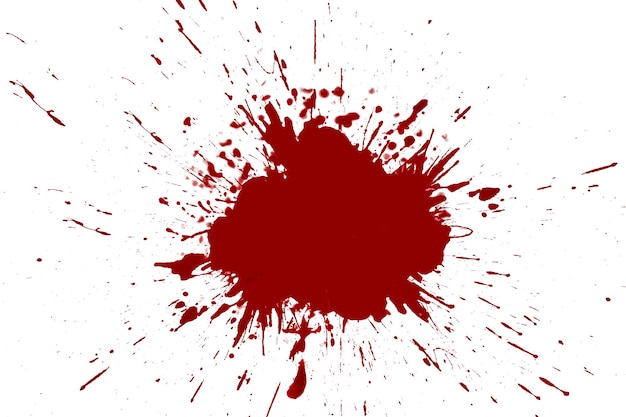 Close-up de sangue salpicado contra fundo branco