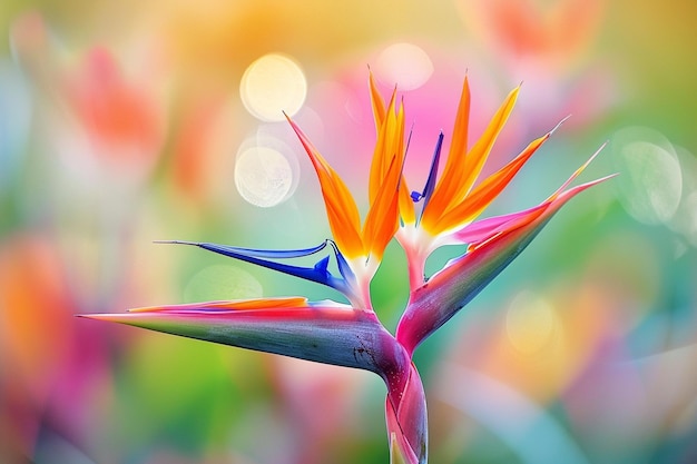 Close-up de strelitzia reginae ou flor de pássaro do paraíso