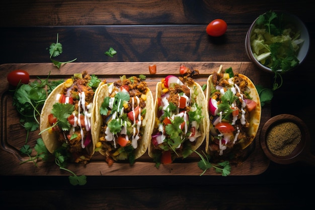 Close-up de tacos mexicanos saborosos de pastor em um prato
