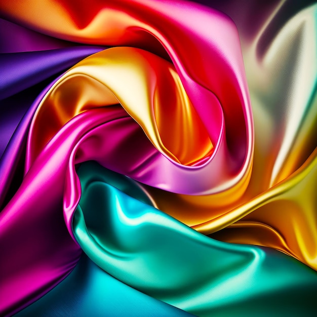 Foto close-up de tecido multicolorido com grande quantidade de dobras generative ai