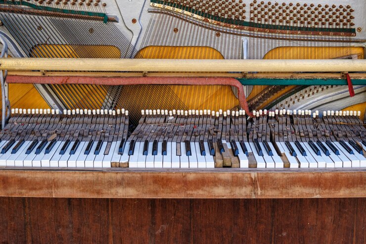 Foto close-up de teclas de piano
