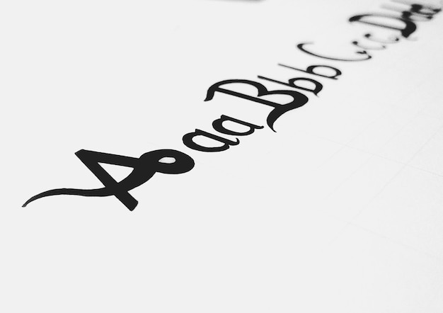 Close-up de texto em fundo branco