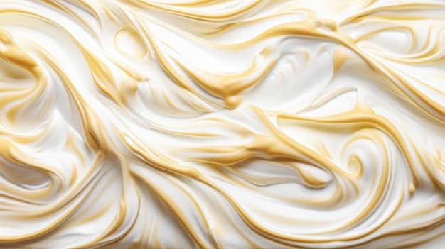 Close-up de textura de sorvete de baunilha superfície de gelato amarelo-branco congelado Fundo alimentar IA geradora