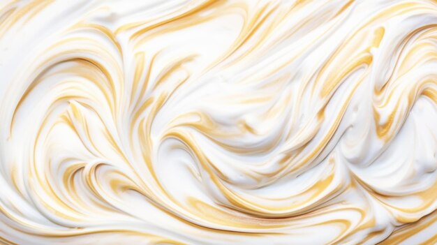 Close-up de textura de sorvete de baunilha superfície de gelato amarelo-branco congelado Fundo alimentar IA geradora