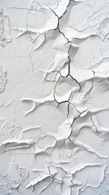 Foto close-up de tinta branca rachada em uma parede
