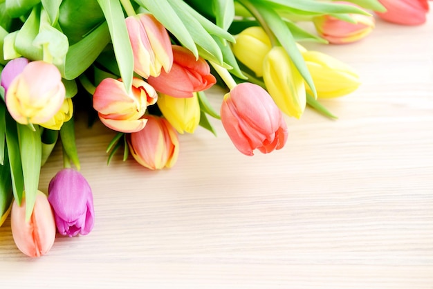 Close-up de tulipas na mesa
