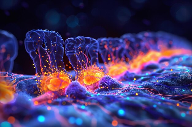 Foto close-up de um aglomerado de gânglios do nervo espinhal perto da coluna vertebral generative ai