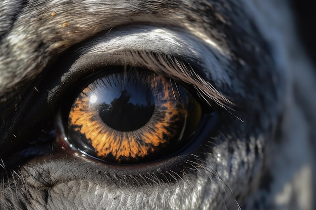 Close-up de um animal de olhos amarelos Generative AI