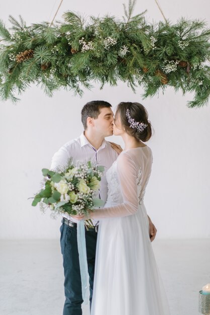 Close-up de um belo casal jovem casamento