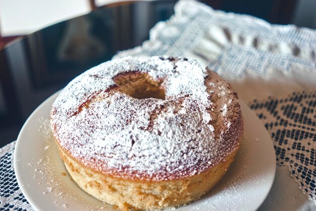 Foto close-up de um bolo de chiffon