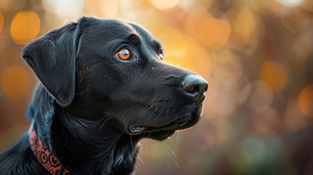 Foto close-up de um borador um cão de arma preto com colarinho vermelho em um evento canidae