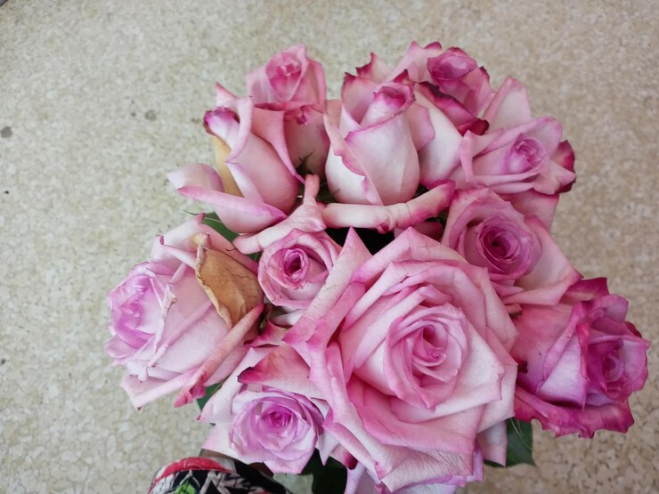 Foto close-up de um buquê de rosas
