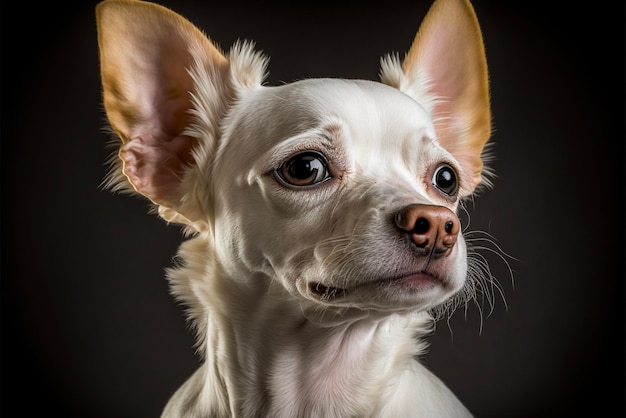 Close-up de um cachorro branco com orelhas grandes