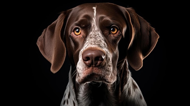 Close-up de um cão de ponteiro de pelo curto bonito gerado pela IA
