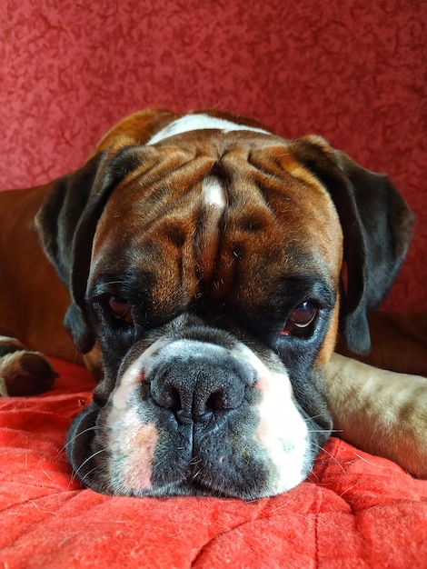 Foto close-up de um cão em repouso