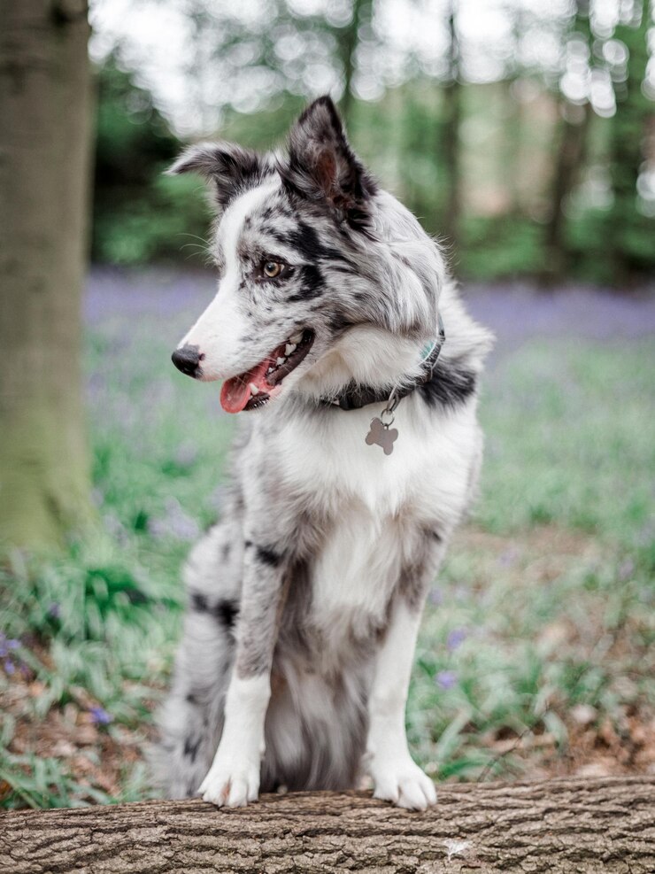 Foto close-up de um cão olhando para o campo