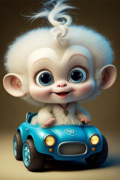 Close-up de um carro de brinquedo com um macaco nele generative ai