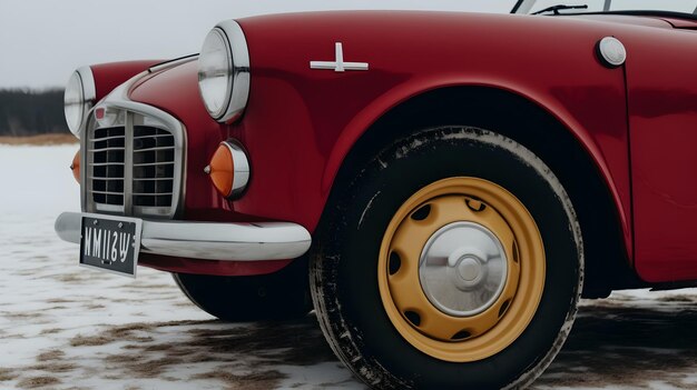 Foto close-up de um carro esportivo retrô