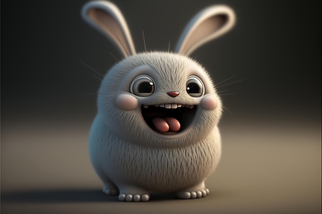 Close-up de um coelho de desenho animado com a boca aberta Generative Ai