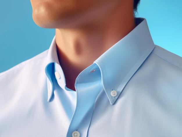 Foto close-up de um colarinho de camisa azul claro em um manequim detalhe conceito de design de moda ia generativa