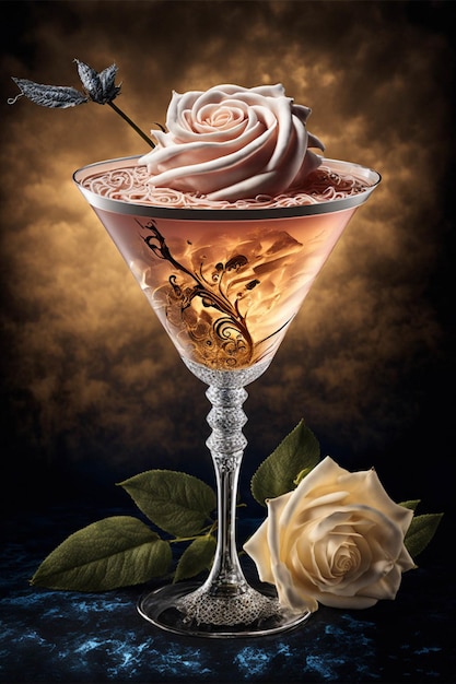 Close-up de um copo com uma rosa nele generativa ai