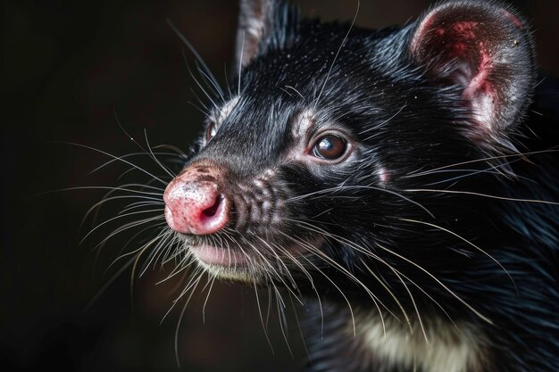 Foto close-up de um diabo da tasmânia