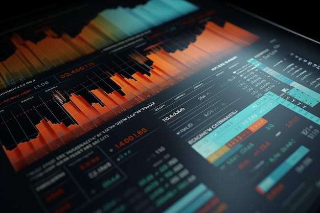 Close-up de um documento de relatório financeiro mostrando Generative ai