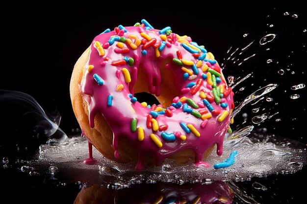 Close-up de um donut sendo torrado sobre uma fogueira